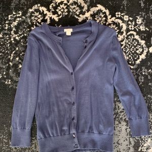 J. Crew blue mid sleeve ‘Clare’ cardigan sz S